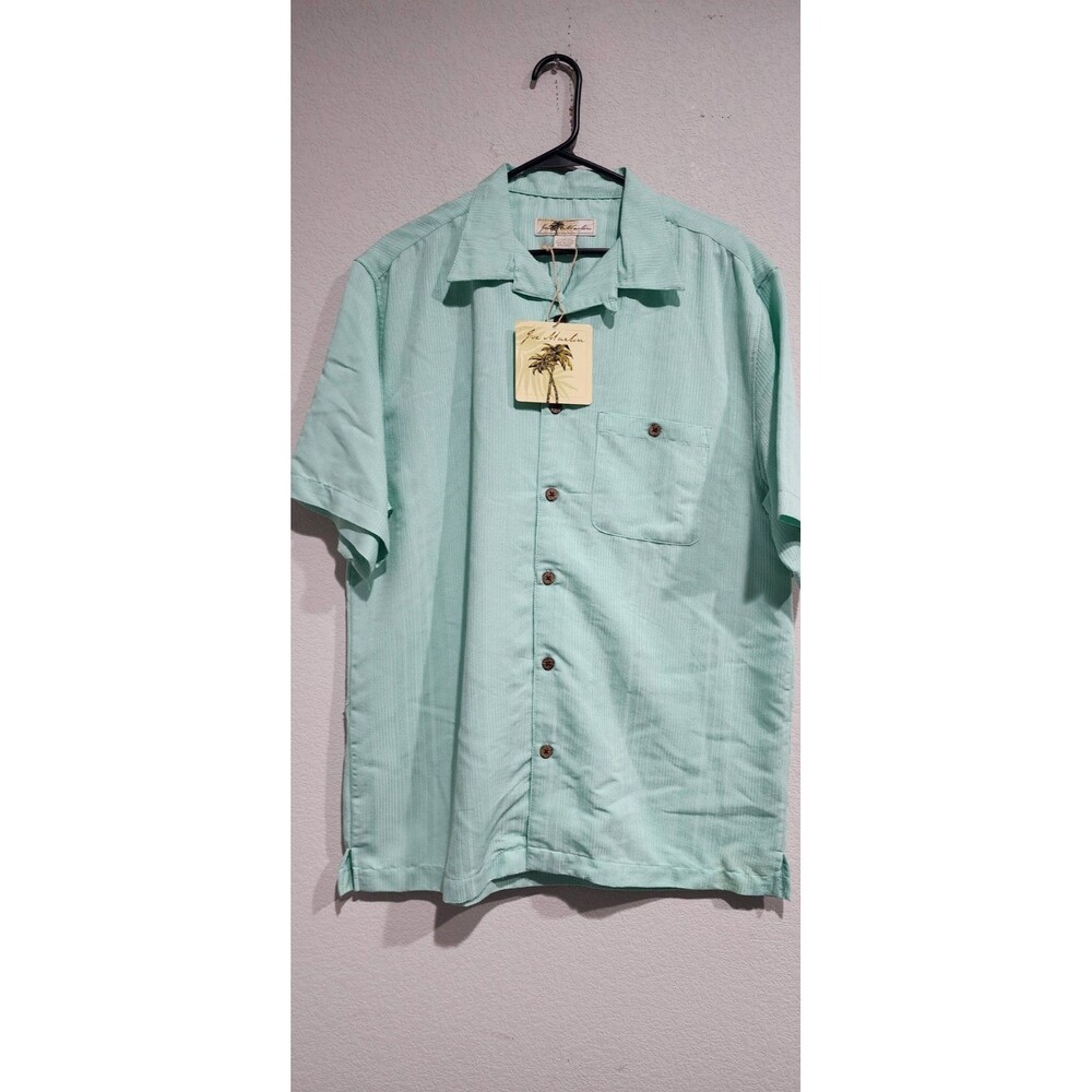 NWT Jack Marlin Hawaiian Mens L Blue Button Up Rayon Short Sleeve Casual Shirt